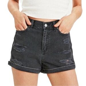 American Eagle Outfitters Distressed Black Jean Shorts Size 2